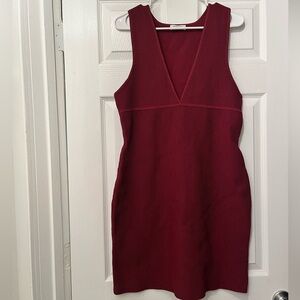 Babaton Red Sheath V-Neck Cocktail Dress